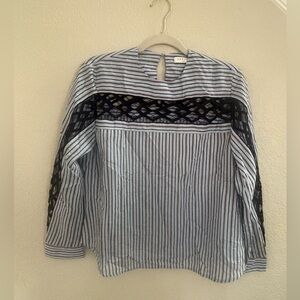 Sandro striped blouse with lace detail